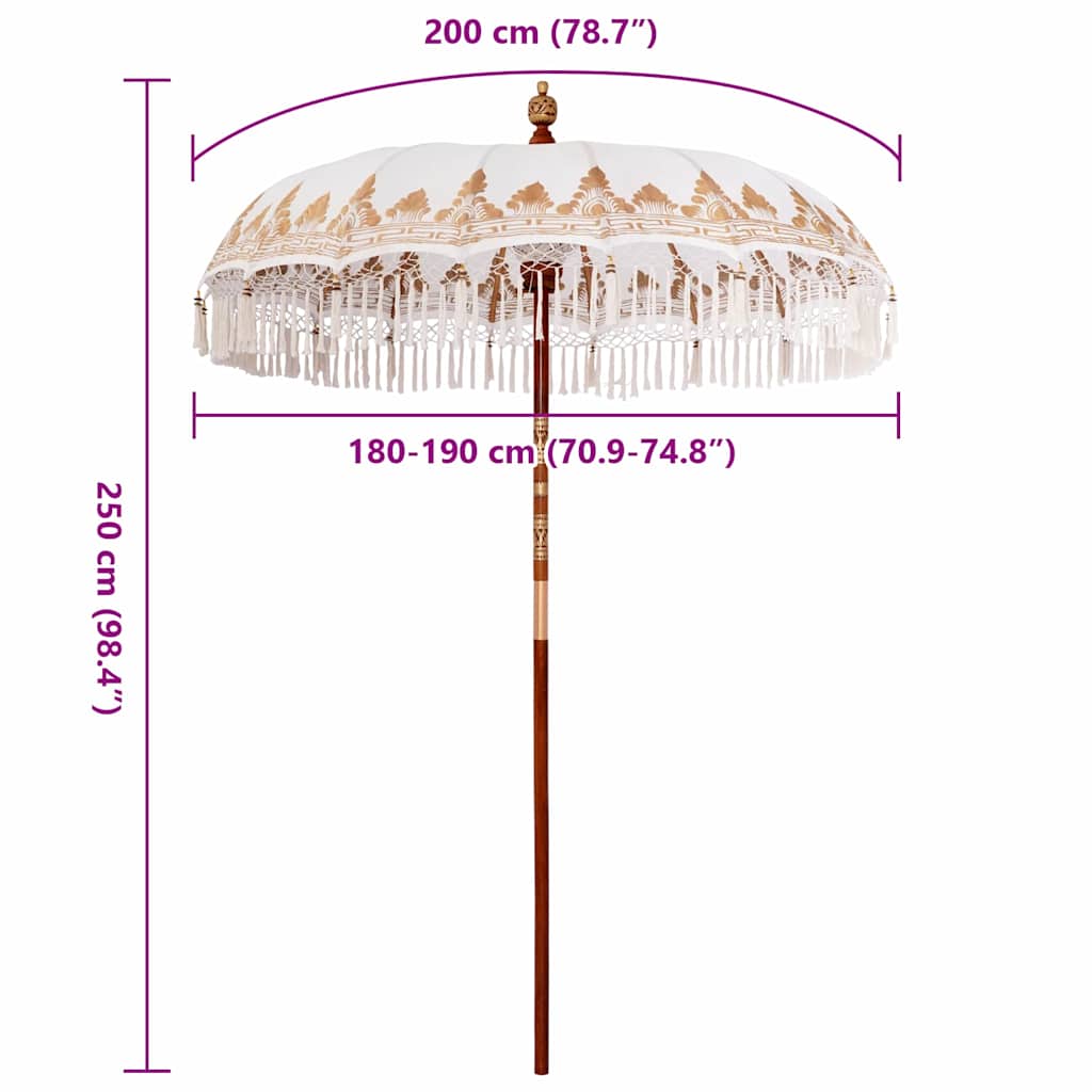 vidaXL Parasol Balinese Crema (180-190) x 260 cm