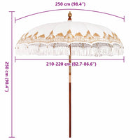 vidaXL Parasol Balinese Crema (210-220) x 260 cm