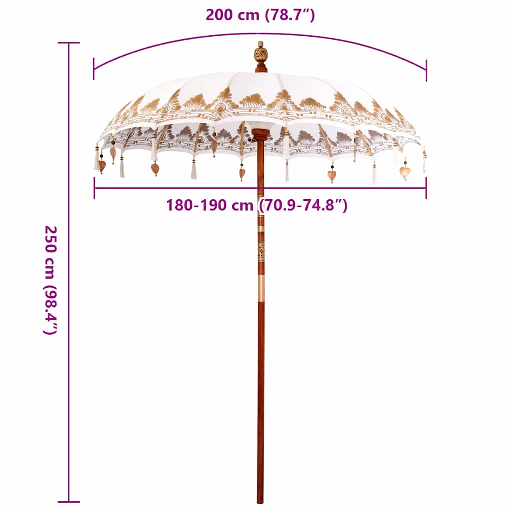 vidaXL Parasol Balinese Crema (180-190) x 260 cm