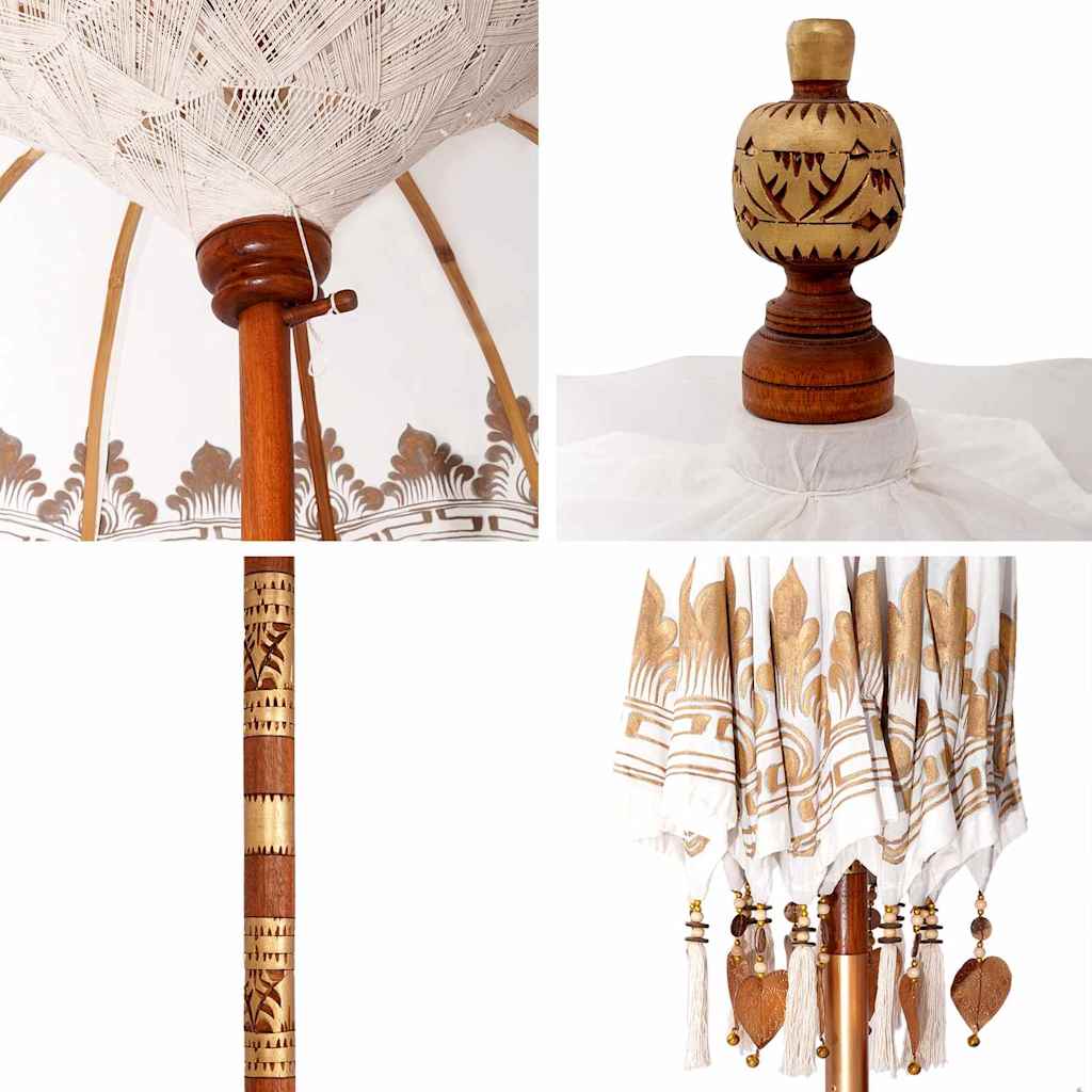 vidaXL Parasol Balinese Crema (210-220) x 260 cm