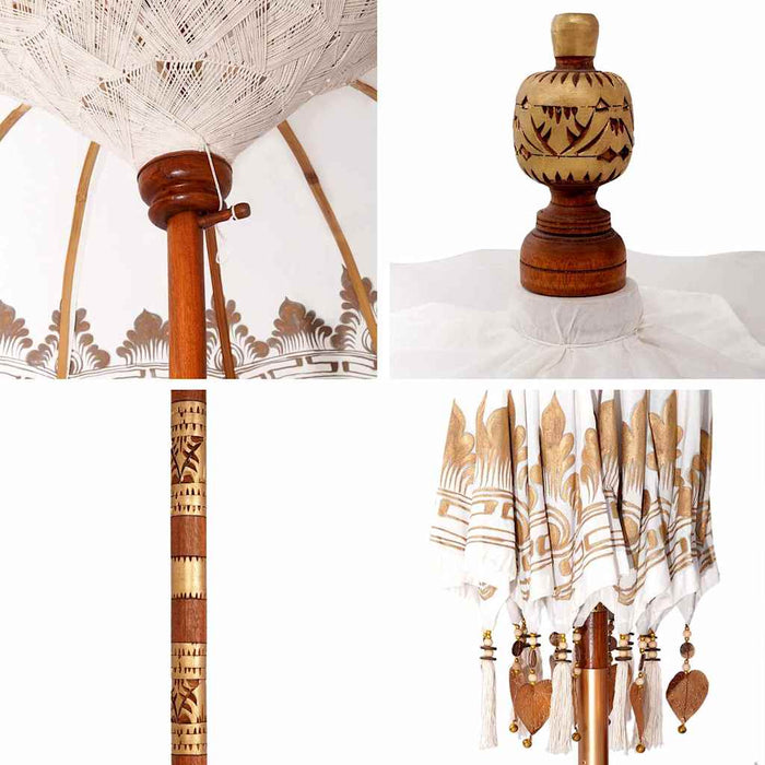 vidaXL Parasol Balinese Crema (210-220) x 260 cm