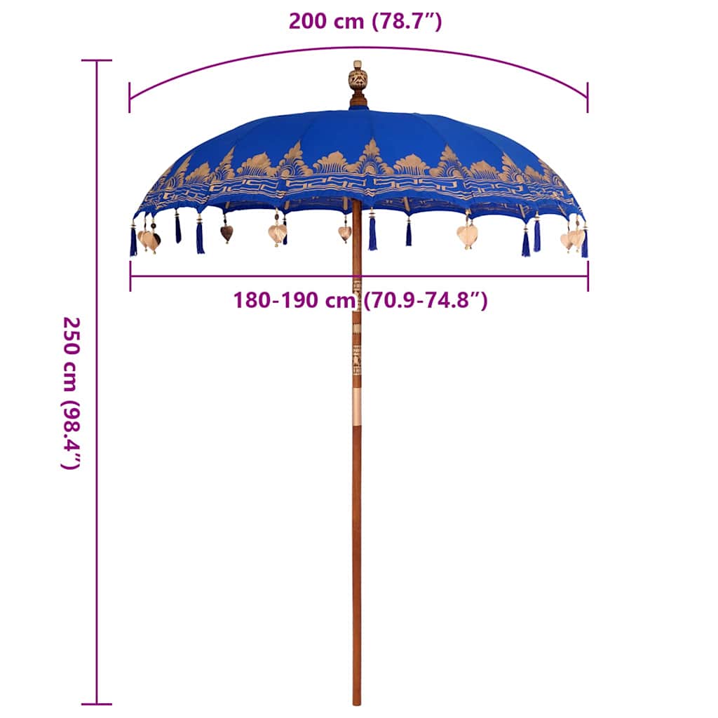 Parasol Balinese Blu (180-190) x 260 cm Cotone e legno massello 42006456