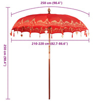 vidaXL Parasol Balinese Rosso (210-220) x 260 cm