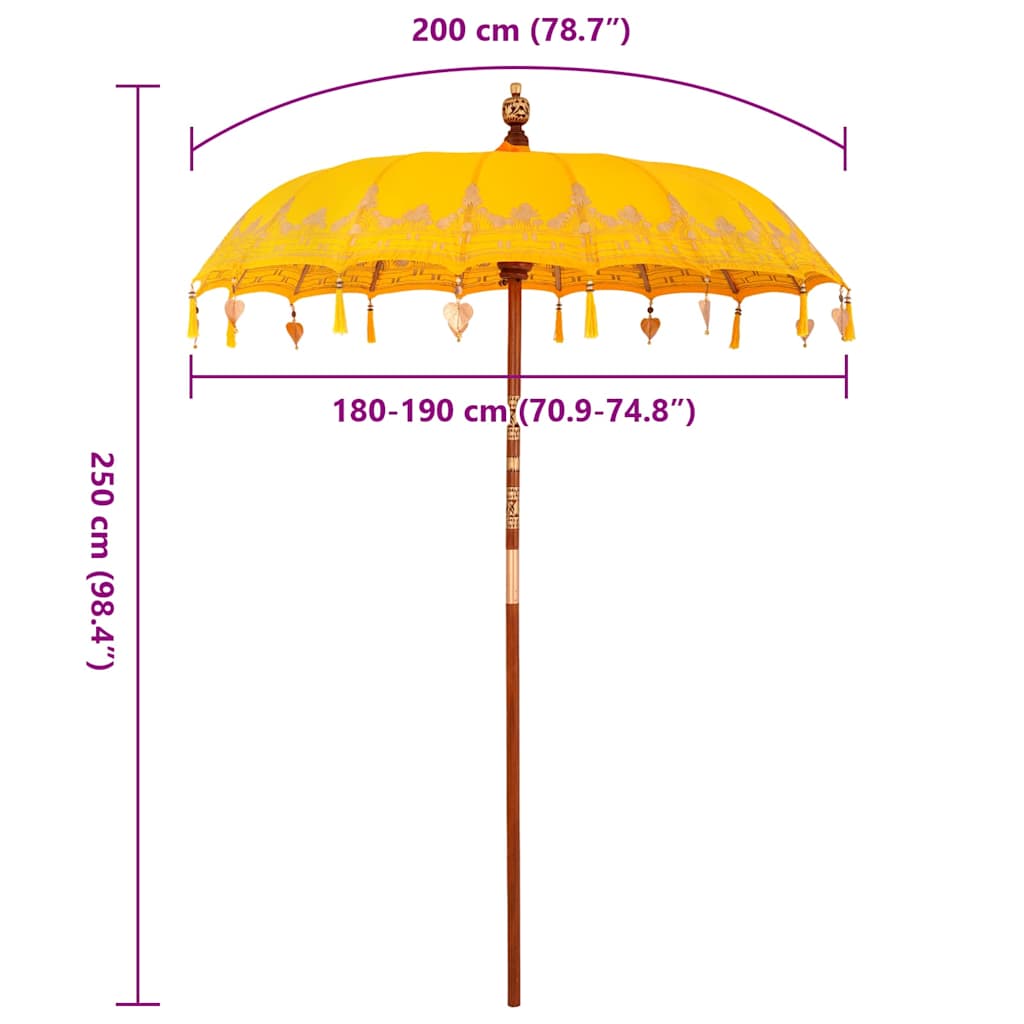 vidaXL Parasol Balinese Giallo (180-190) x 260 cm