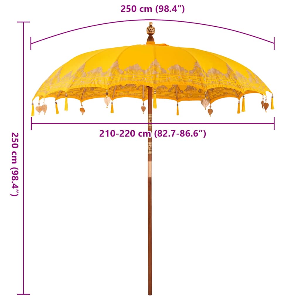 vidaXL Parasol Balinese Giallo (210-220) x 260 cm