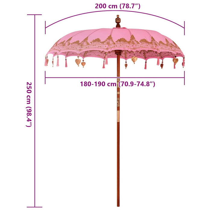 vidaXL Parasol Balinese Rosa (180-190) x 260 cm