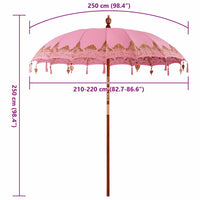 vidaXL Parasol Balinese Rosa (210-220) x 260 cm