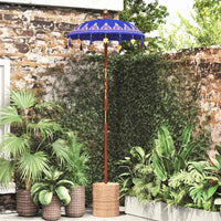 vidaXL Parasol Balinese Blu (90-100) x 260 cm Cotone e legno massello