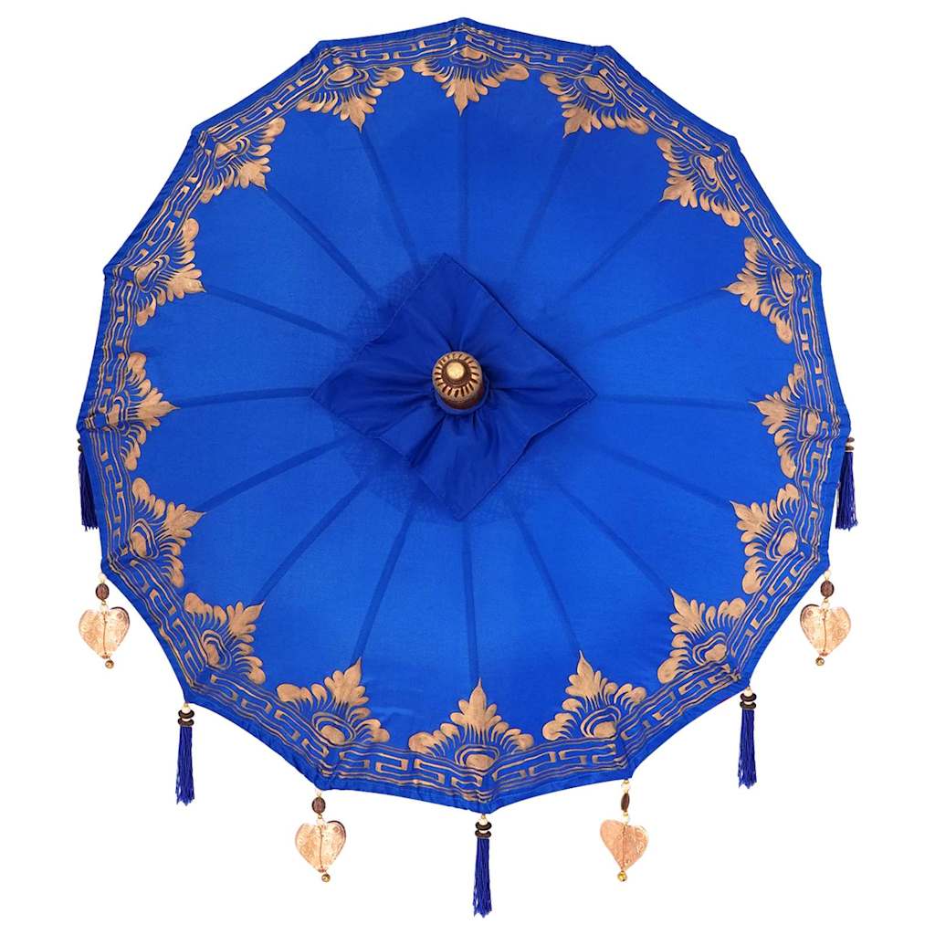 vidaXL Parasol Balinese Blu (90-100) x 260 cm Cotone e legno massello
