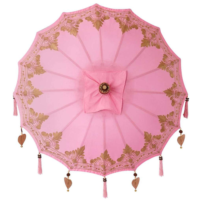 vidaXL Parasol Balinese Rosa (90-100) x 260 cm Cotone e legno massello