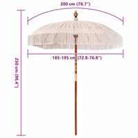 Ombrellone Crema (185-195) x 250 cm Cotone e legno massello 42006469