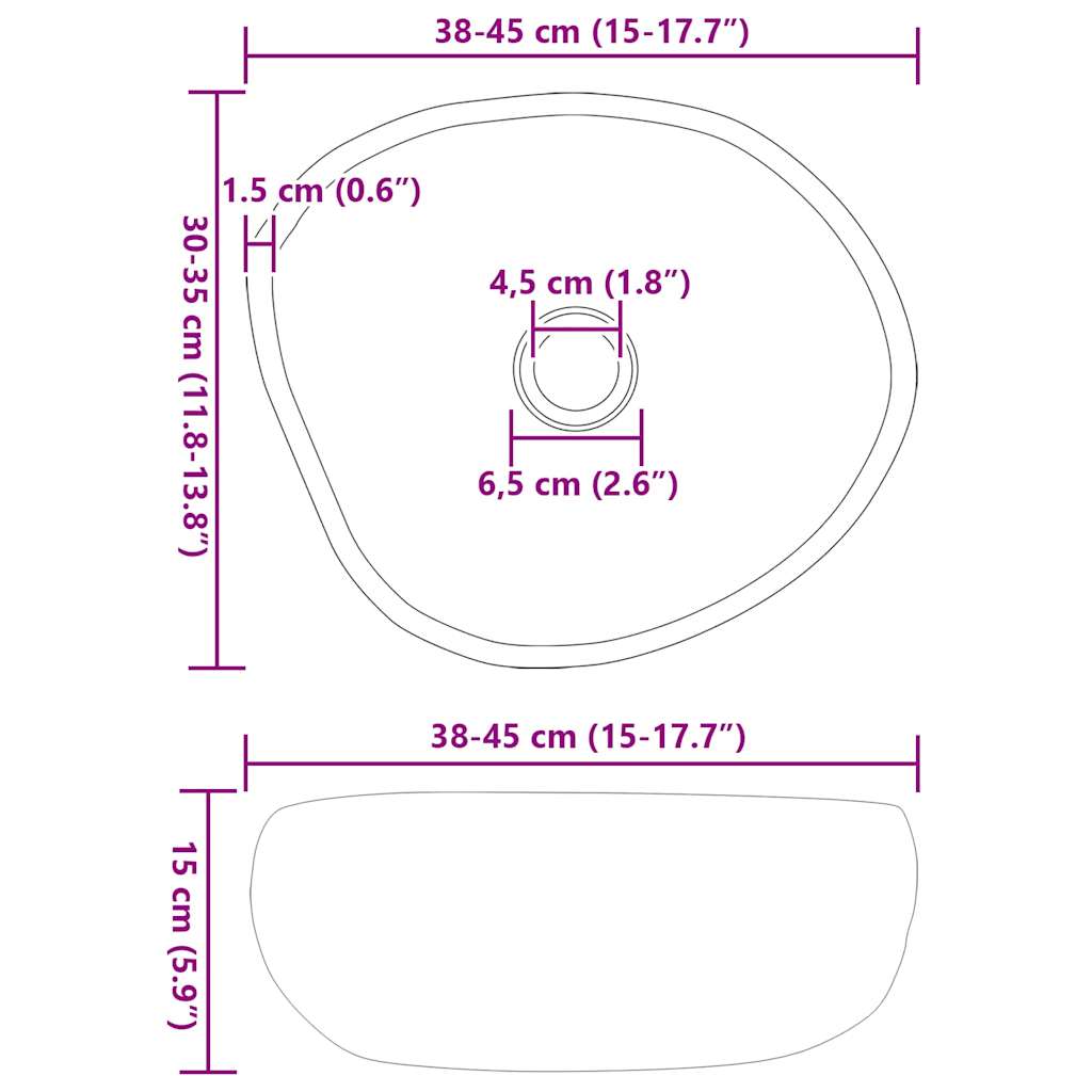 vidaXL Lavabo Grigio chiaro (38-45) x (30-35) x 15 cm Pietra di Fiume