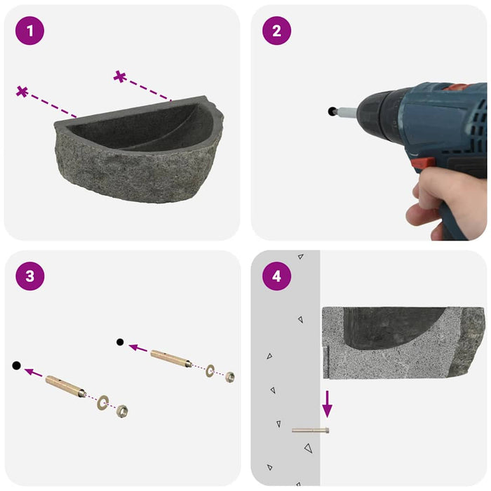 vidaXL Lavabo a parete Grigio (30-37) x (25-30) x 12 cm