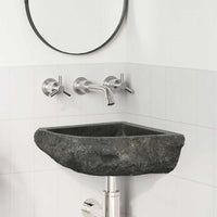vidaXL Lavabo ad angolo sospeso Grigio (30-37) x (30-37) x 12 cm