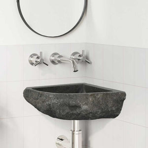 vidaXL Lavabo ad angolo sospeso Grigio (30-37) x (30-37) x 12 cm