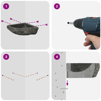 vidaXL Lavabo ad angolo sospeso Grigio (30-37) x (30-37) x 12 cm