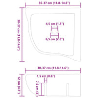 vidaXL Lavabo ad angolo sospeso Grigio (30-37) x (30-37) x 12 cm