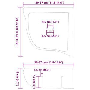vidaXL Lavabo ad angolo sospeso Grigio (30-37) x (30-37) x 12 cm