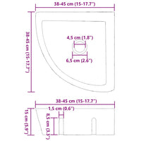 vidaXL Lavabo ad angolo sospeso Grigio (38-45) x (38-45) x 12 cm