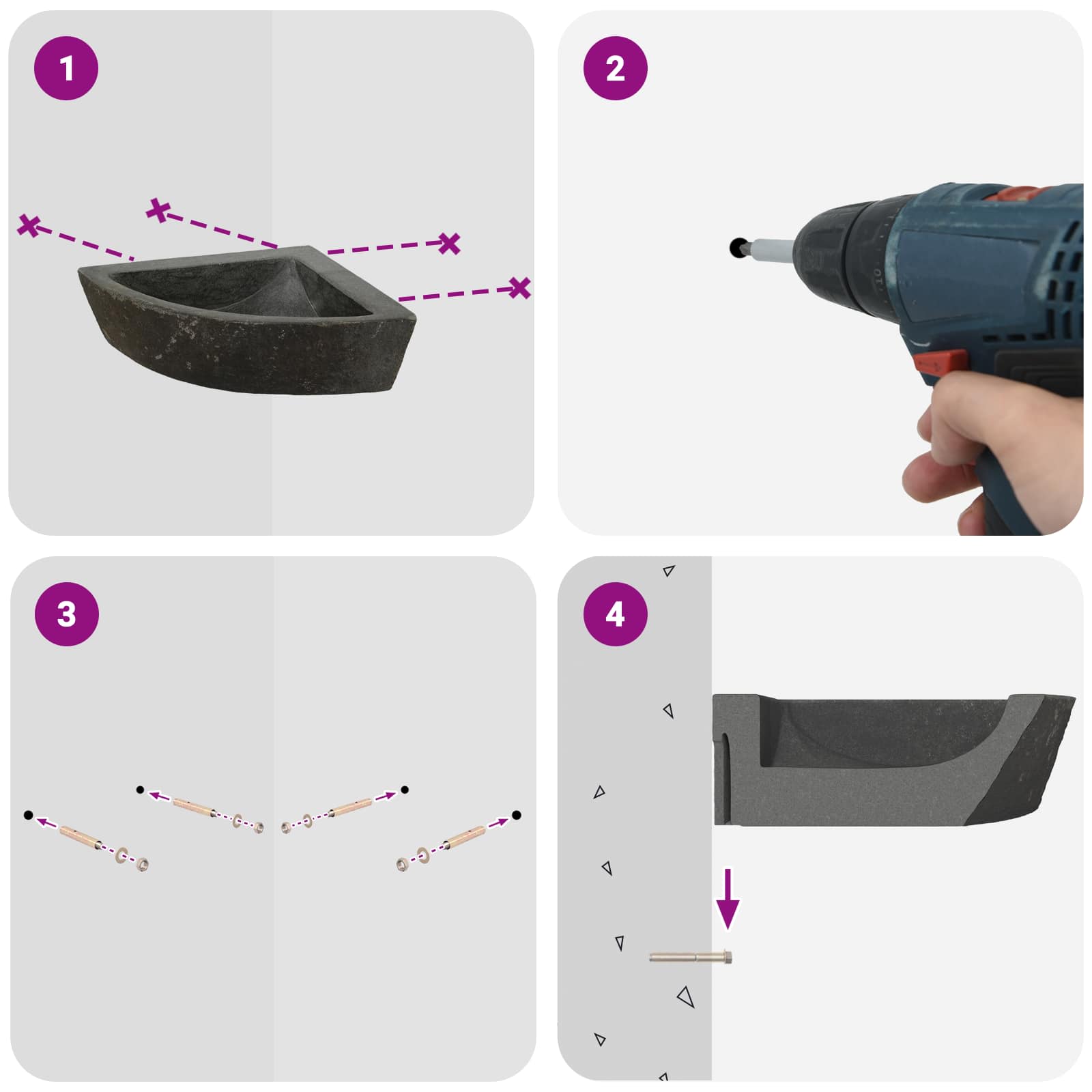 Lavabo Grigio (55-65) x (40-50) x 6 cm Pietra di Fiume 4103955