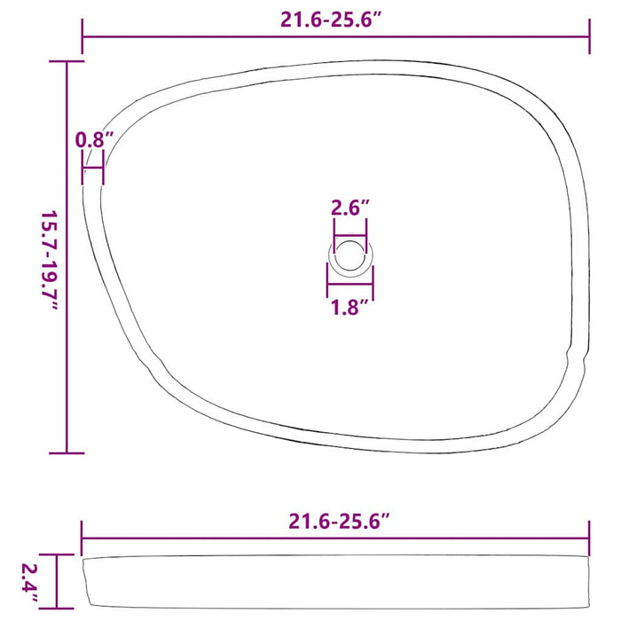 vidaXL Lavabo Grigio (55-65) x (40-50) x 6 cm Pietra di Fiume