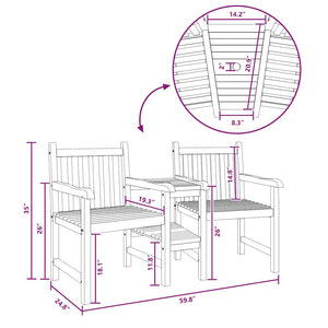 vidaXL Sedie da Esterno Marrone 152 x 63 x 89 cm