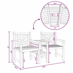 vidaXL Sedie da Esterno Marrone 152 x 63 x 89 cm