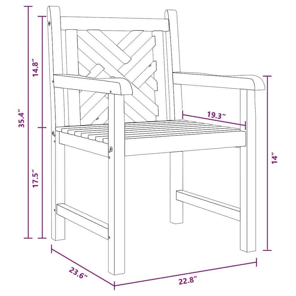 vidaXL Sedie da giardino 2 pcs Marrone 58 x 60 x 90 cm