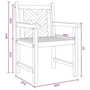 vidaXL Sedie da giardino 2 pcs Marrone 58 x 60 x 90 cm