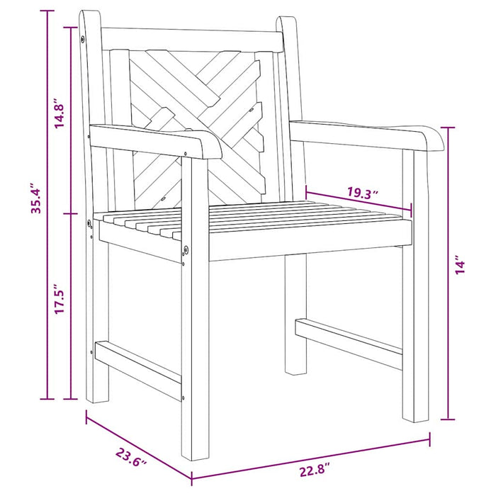 vidaXL Sedie da giardino 2 pcs Marrone 58 x 60 x 90 cm