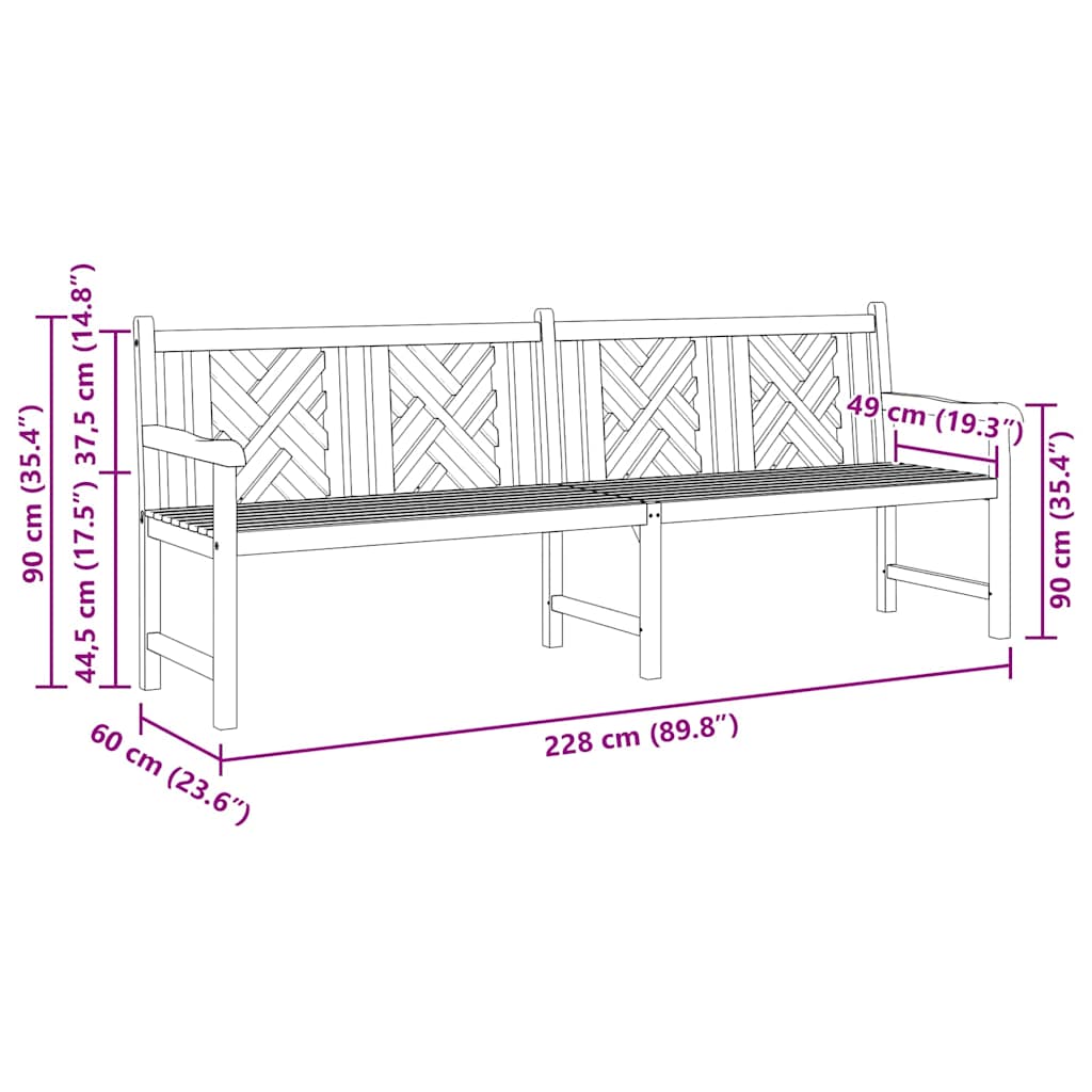 Panchina da giardino Marrone 228 x 60 x 90 cm 42001967