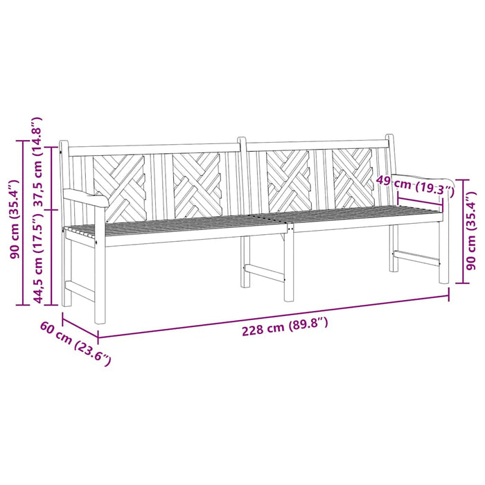 Panchina da giardino Marrone 228 x 60 x 90 cm 42001967