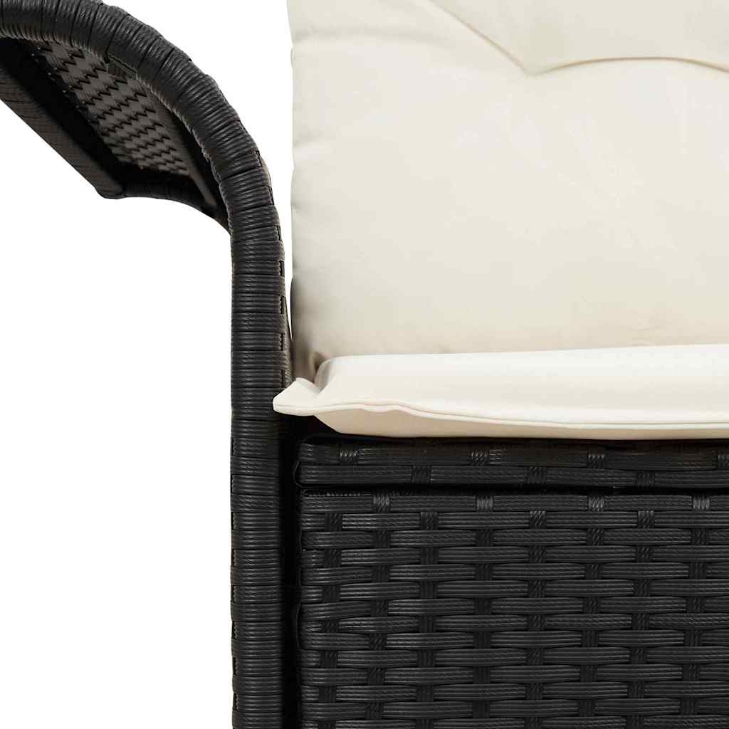 Divano da giardino con cuscino Nero 141 x 62 x 69cm polyrattan 42006692