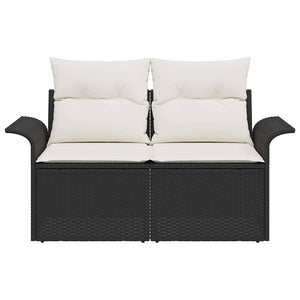 Divano da giardino con cuscino Nero 141 x 62 x 69cm polyrattan 42006692