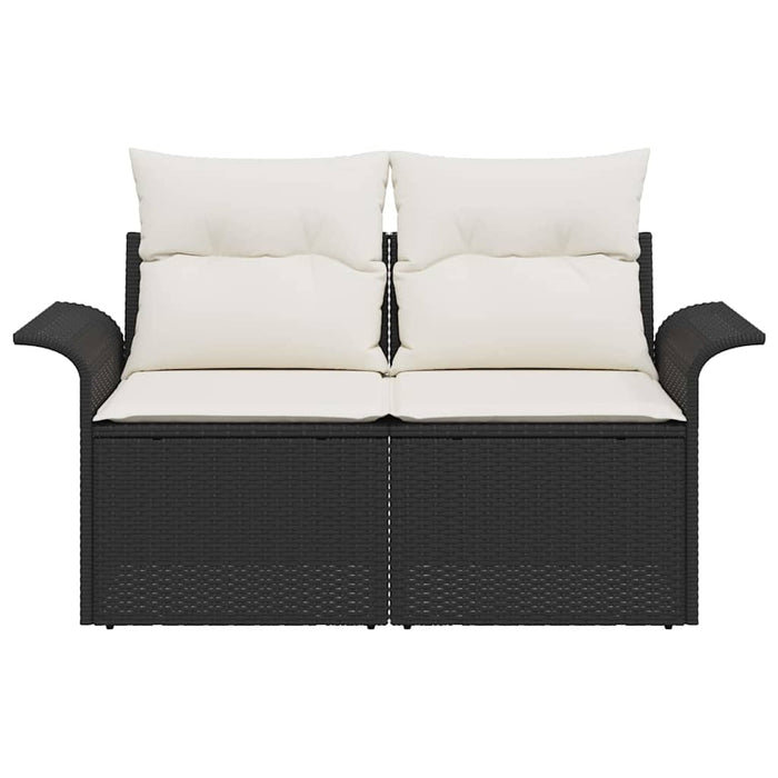Divano da giardino con cuscino Nero 141 x 62 x 69cm polyrattan 42006692