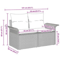 Divano da giardino Grigio 141 x 62 x 69cm polyrattan 42006694