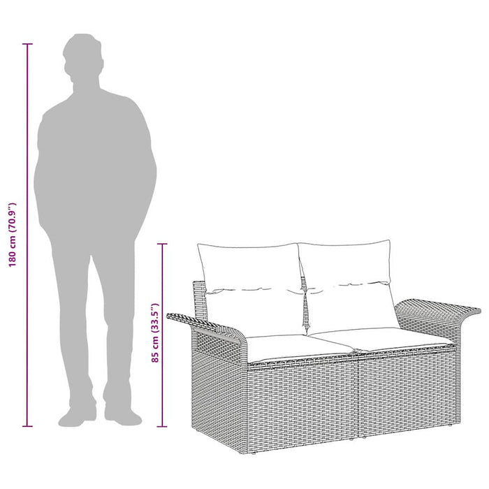 Divano da giardino con cuscino Beige 141 x 62 x 69cm polyrattan 42006695