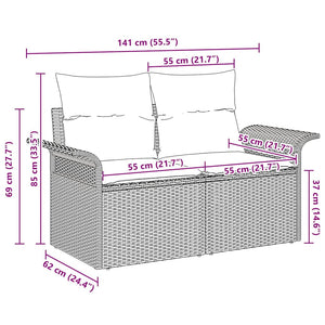 Divano da giardino con cuscino Beige 141 x 62 x 69cm polyrattan 42006695