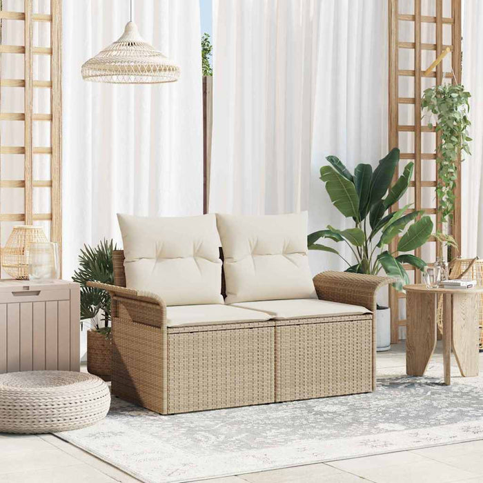 Divano da giardino con cuscino Beige 141 x 62 x 69cm polyrattan 42006696