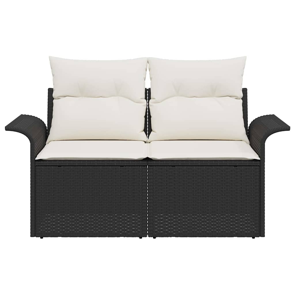 Divano da giardino con cuscino Nero 141 x 62 x 69cm polyrattan 42006702