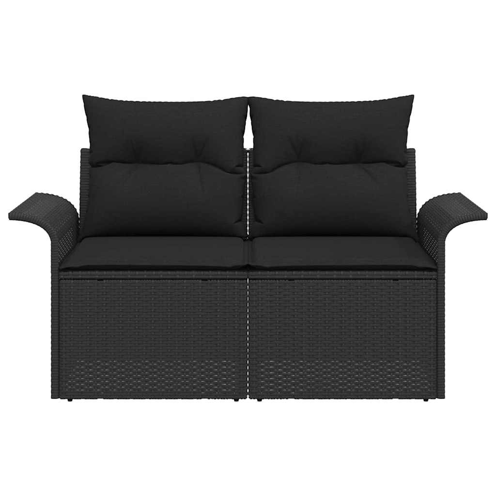 Divano da giardino con cuscino Nero 141 x 62 x 69cm polyrattan 42006711