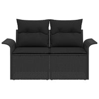 Divano da giardino con cuscino Nero 141 x 62 x 69cm polyrattan 42006711