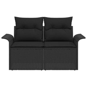 Divano da giardino con cuscino Nero 141 x 62 x 69cm polyrattan 42006711