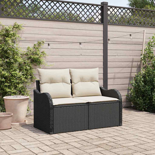 Divano da giardino con cuscino Nero 121 x 62 x 69cm polyrattan 42006712
