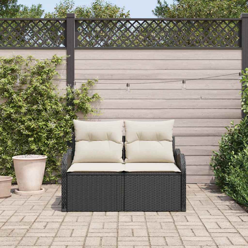Divano da giardino con cuscino Nero 121 x 62 x 69cm polyrattan 42006712