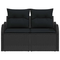 Divano da giardino con cuscino Nero 121 x 62 x 69cm polyrattan 42006721