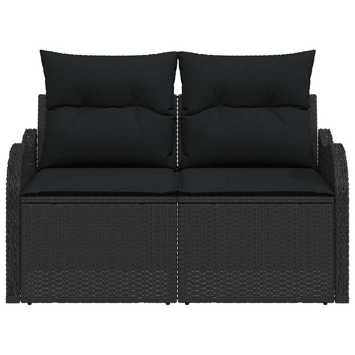 Divano da giardino con cuscino Nero 121 x 62 x 69cm polyrattan 42006721