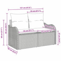Divano da giardino con cuscino Nero 121 x 62 x 69cm polyrattan 42006721