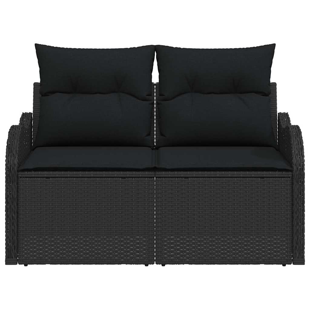 Divano da giardino con cuscino Nero 121 x 62 x 69cm polyrattan 42006731