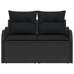 Divano da giardino con cuscino Nero 121 x 62 x 69cm polyrattan 42006731